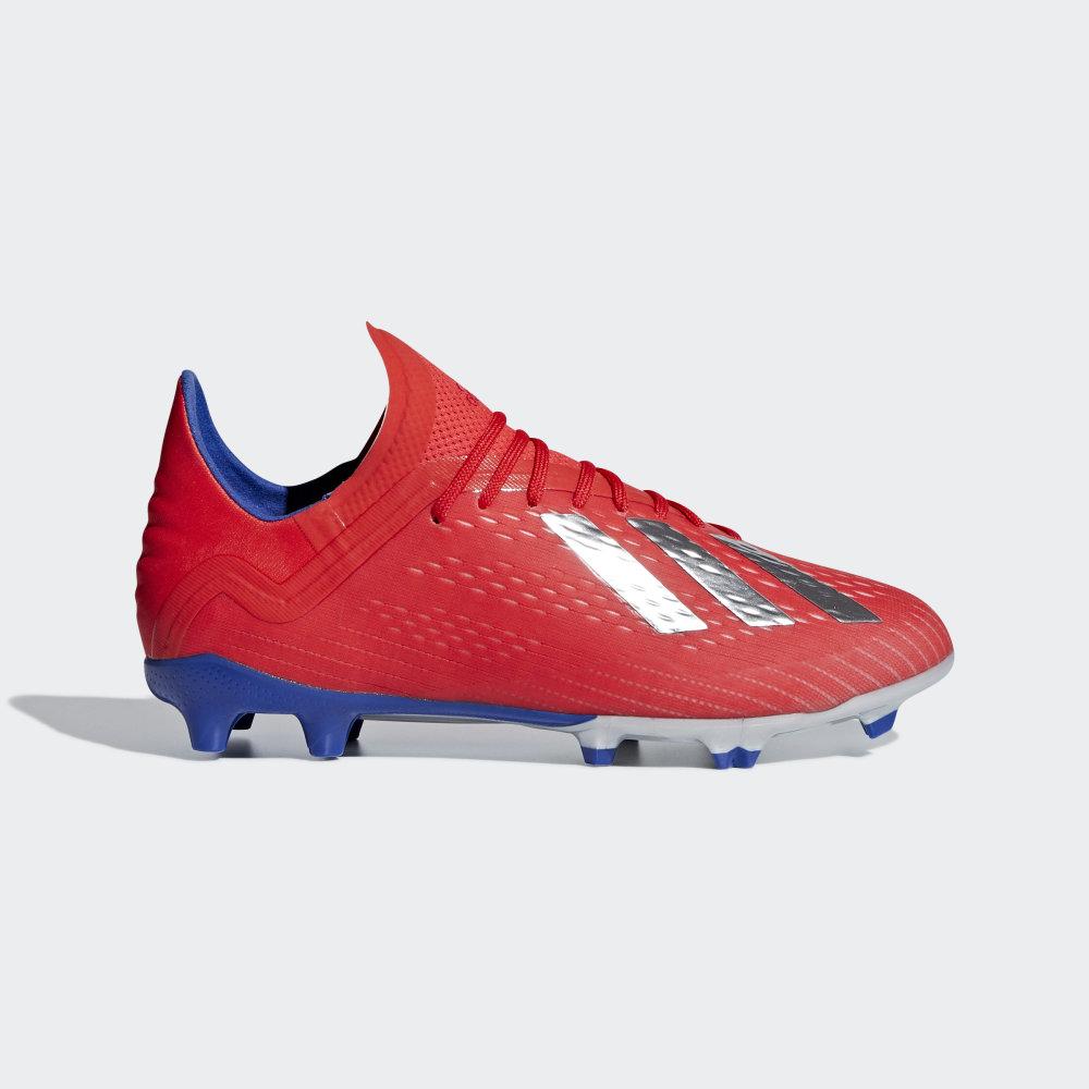Ghete Fotbal Adidas X 18.1 Firm Ground Fete Romania - Rosii/Argintii Metal/Albastri BB9353
